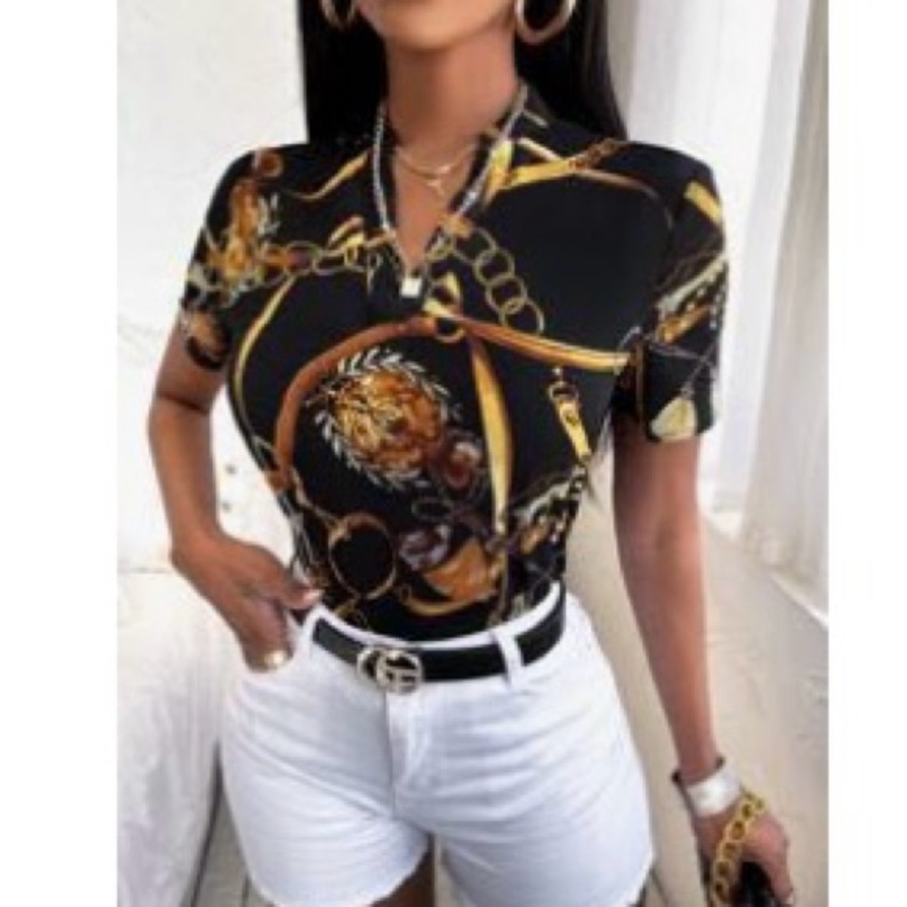 Elegant Black and Gold Women's Top